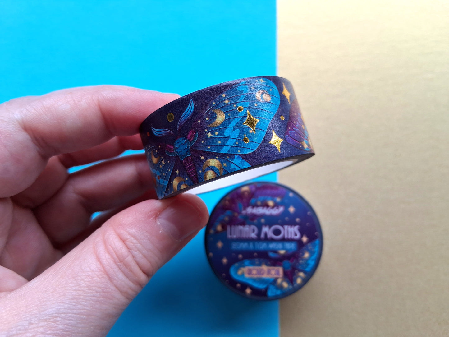 Gold Foil Lunar Moth Washi Tape 20mm