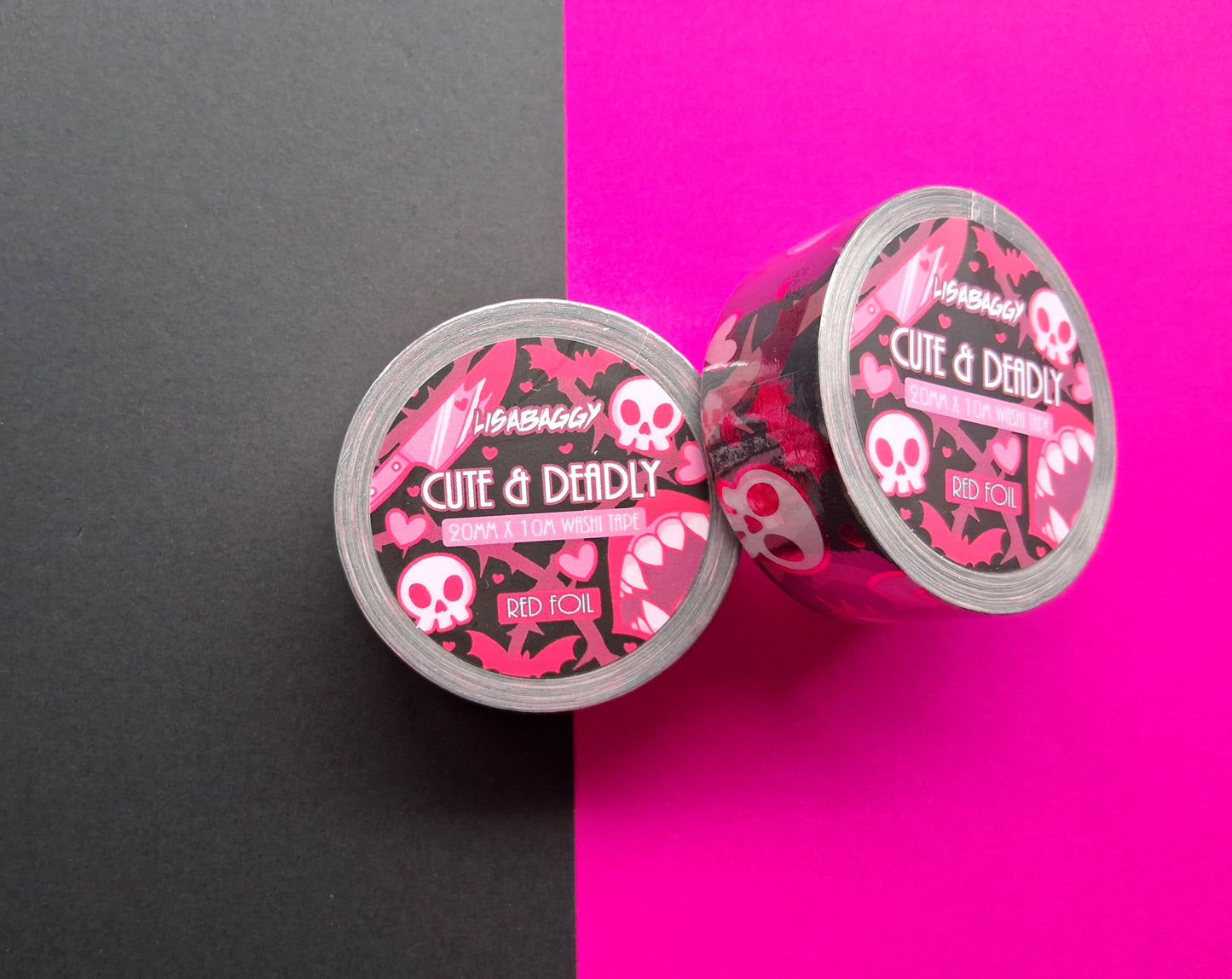 Hot Pink Foil Cute And Deadly Washi Tape 20mm