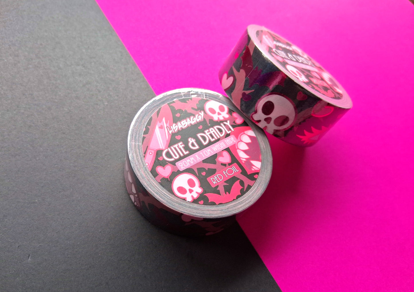 Hot Pink Foil Cute And Deadly Washi Tape 20mm