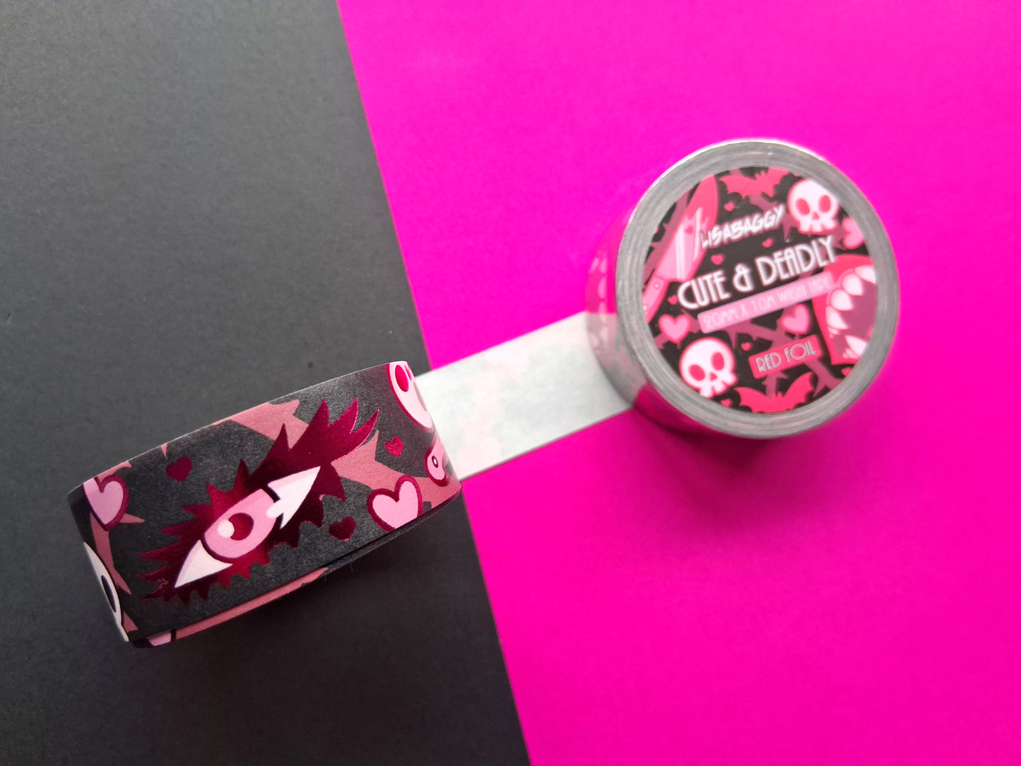 Hot Pink Foil Cute And Deadly Washi Tape 20mm