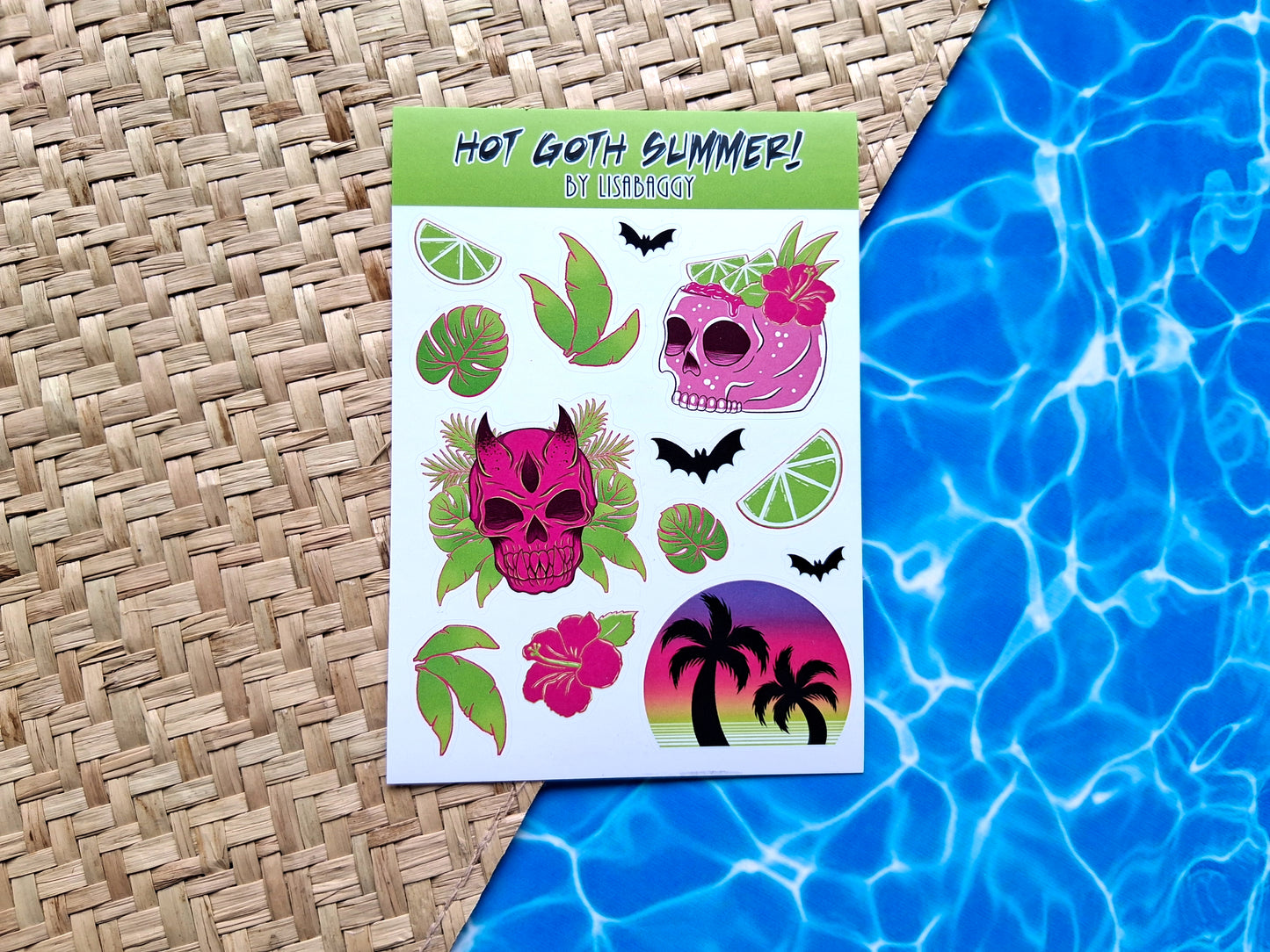 Hot Goth Summer Matte Vinyl Journal Sticker Sheet