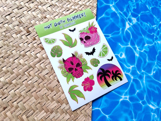 Hot Goth Summer Matte Vinyl Journal Sticker Sheet