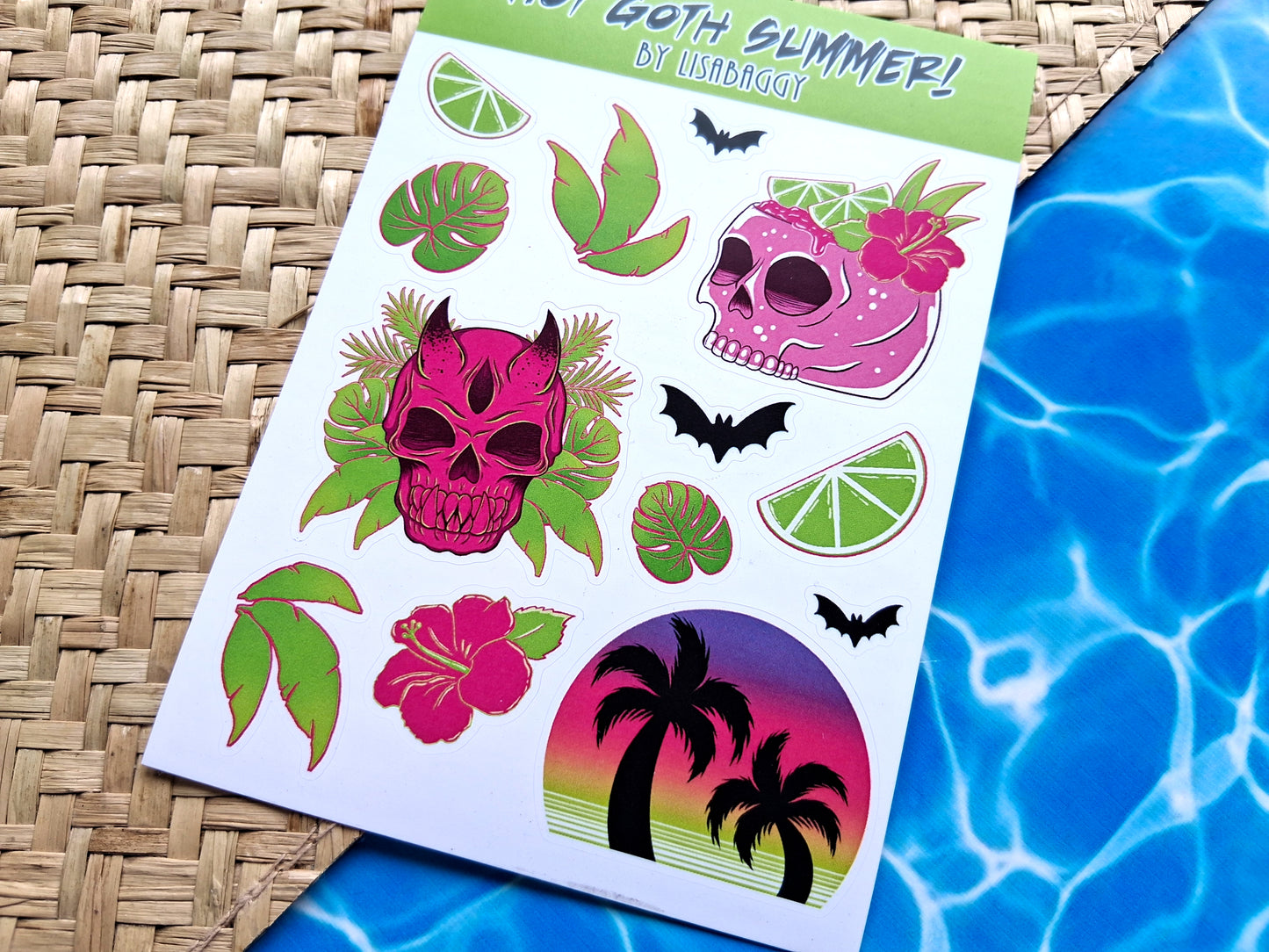 Hot Goth Summer Matte Vinyl Journal Sticker Sheet