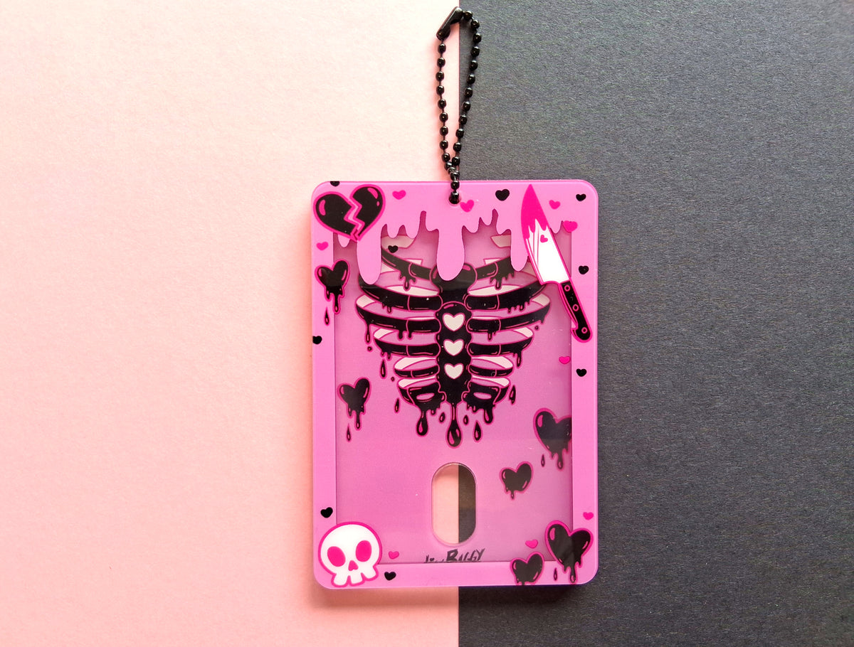 Pink and Black Toxic Love Acrylic 105mm Photocard Holder Double Sided