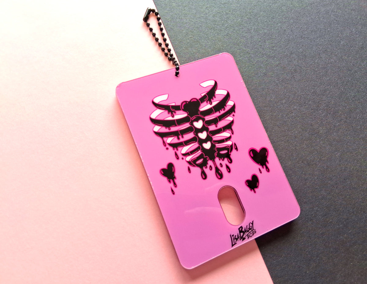 Pink and Black Toxic Love Acrylic 105mm Photocard Holder Double Sided