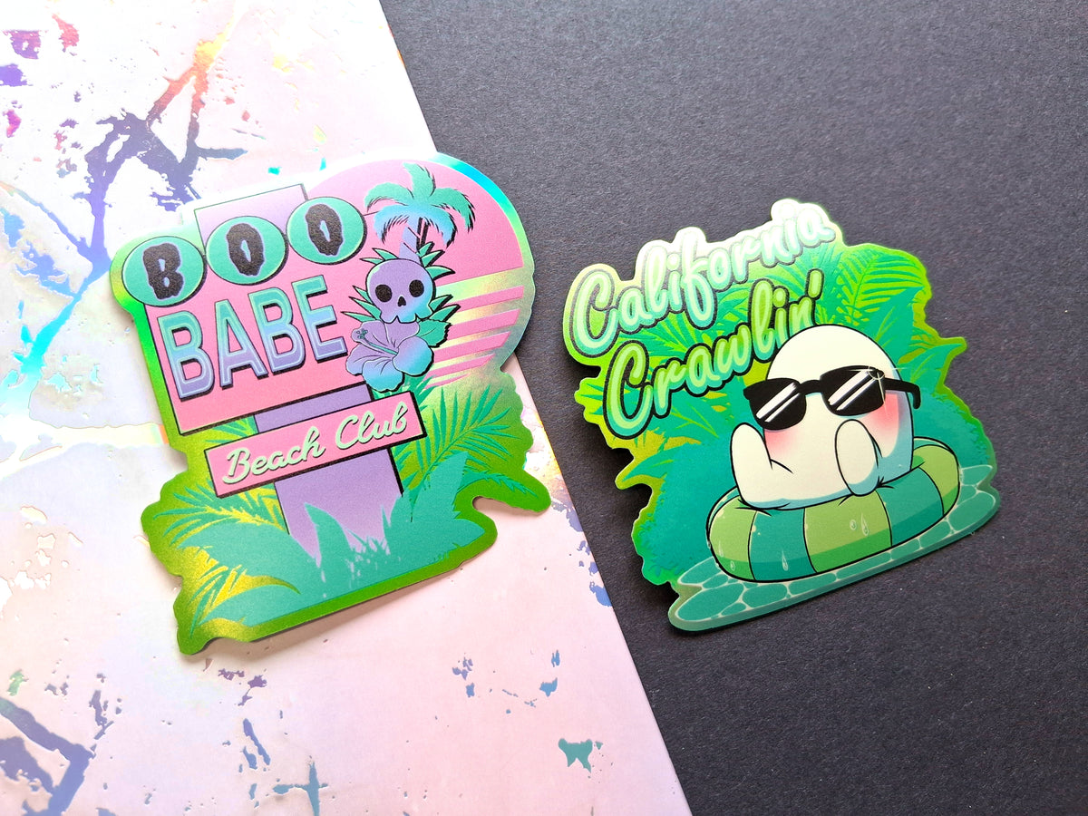 Green Beach Cryptid Holographic Vinyl Decorative Stickers