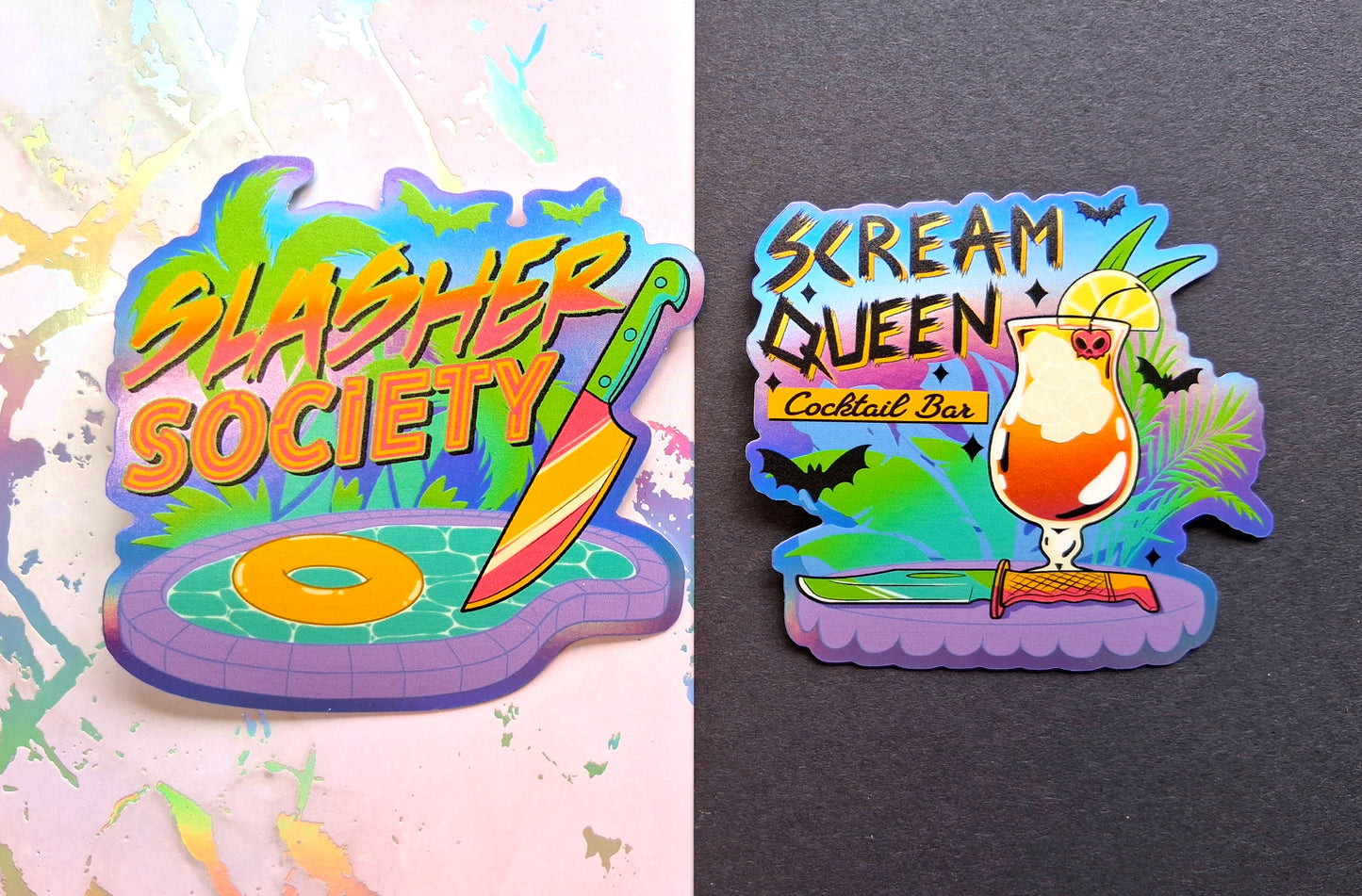 Blue Horror Themed Holographic Vinyl Decorative Stickers