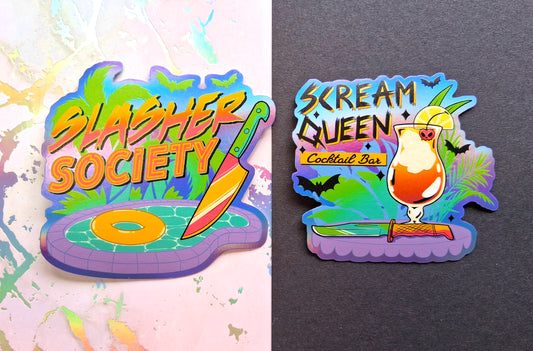 Blue Horror Themed Holographic Vinyl Decorative Stickers