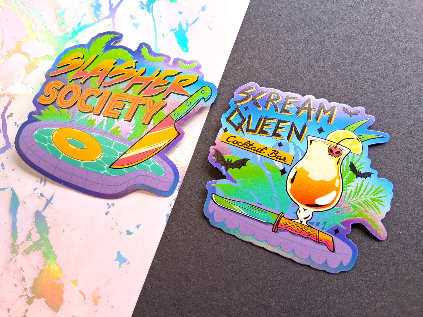 Blue Horror Themed Holographic Vinyl Decorative Stickers