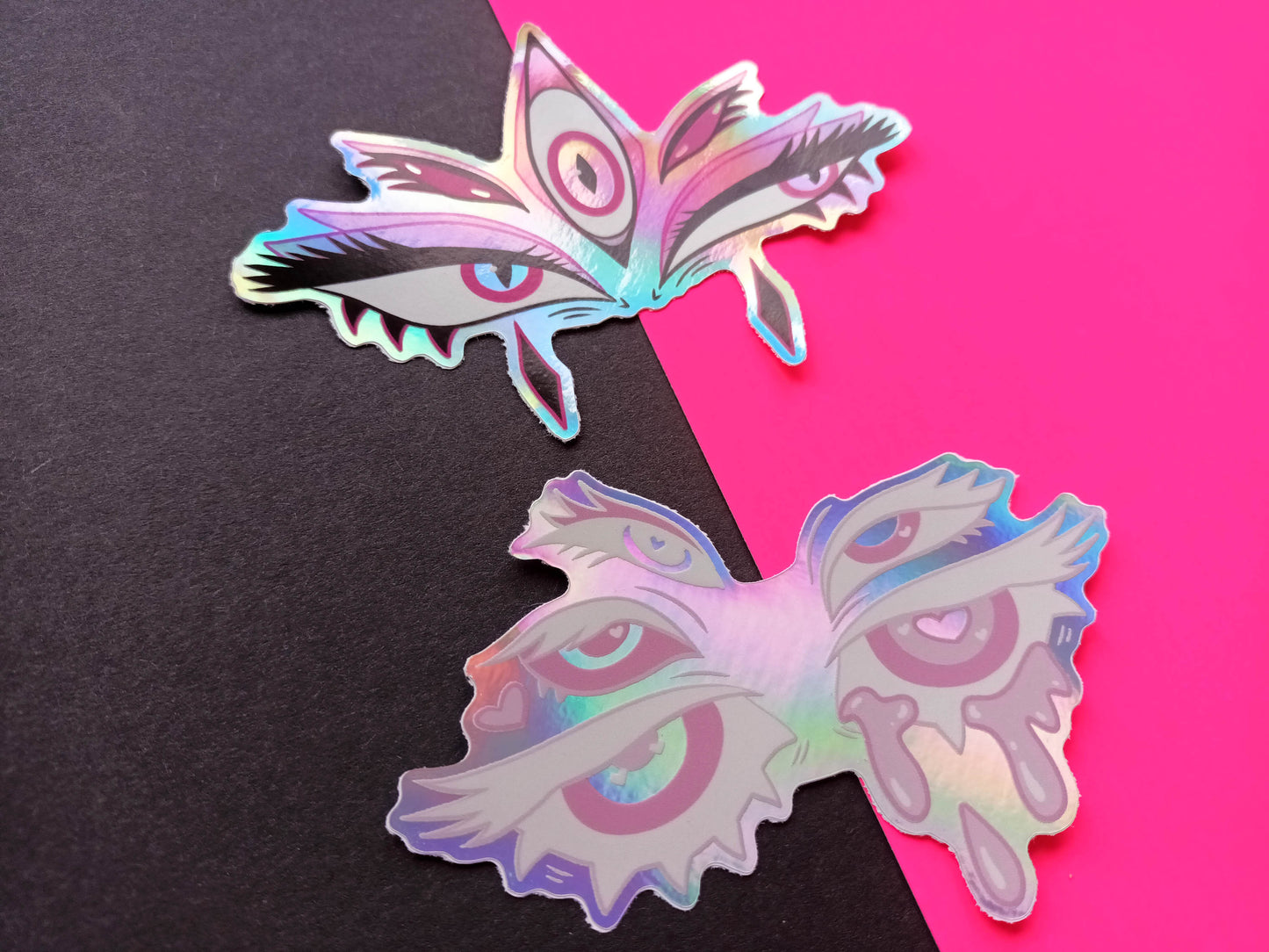 Holographic Vinyl Angel and Devil Eyes Stickers