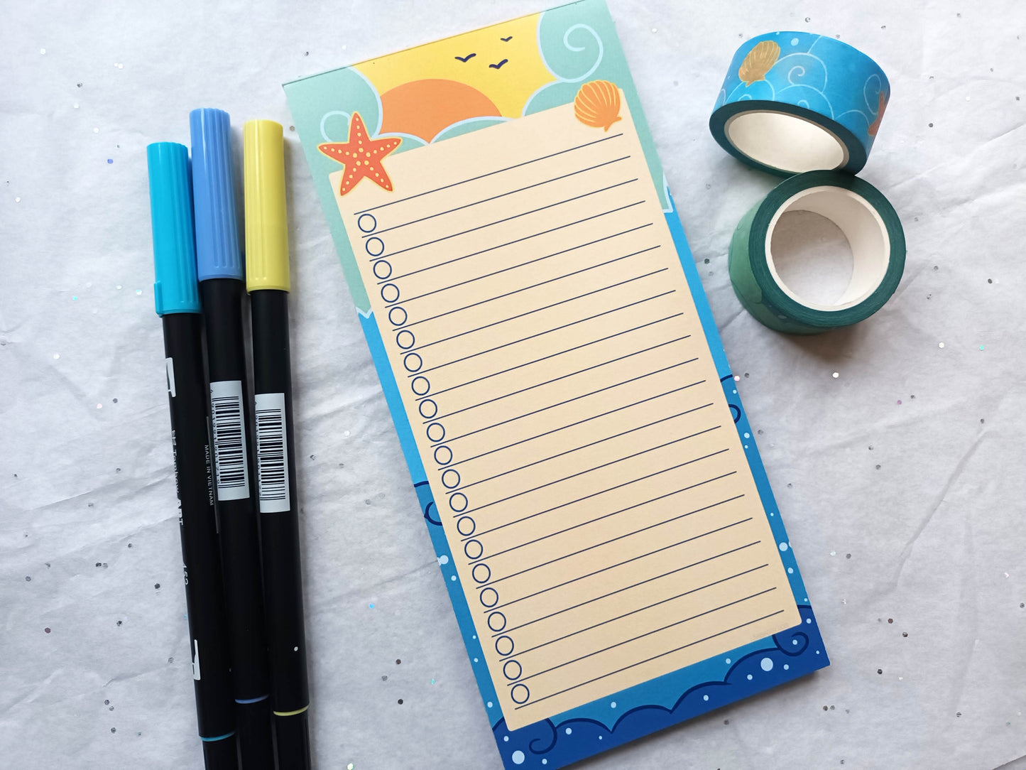 Midday Waves DL Checklist Notepad || Time of Day Stationery