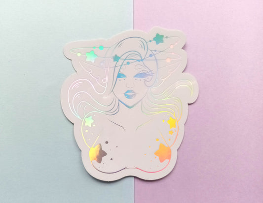 Holographic Vinyl Cosmic Babe Sticker