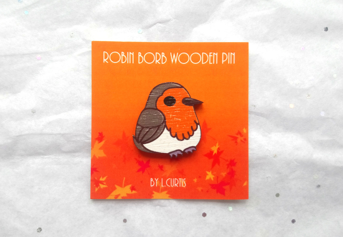 25mm Robin Wooden Bird Pin Badges