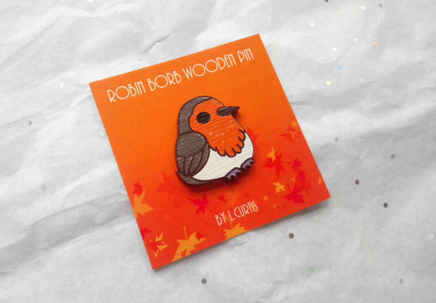 25mm Robin Wooden Bird Pin Badges