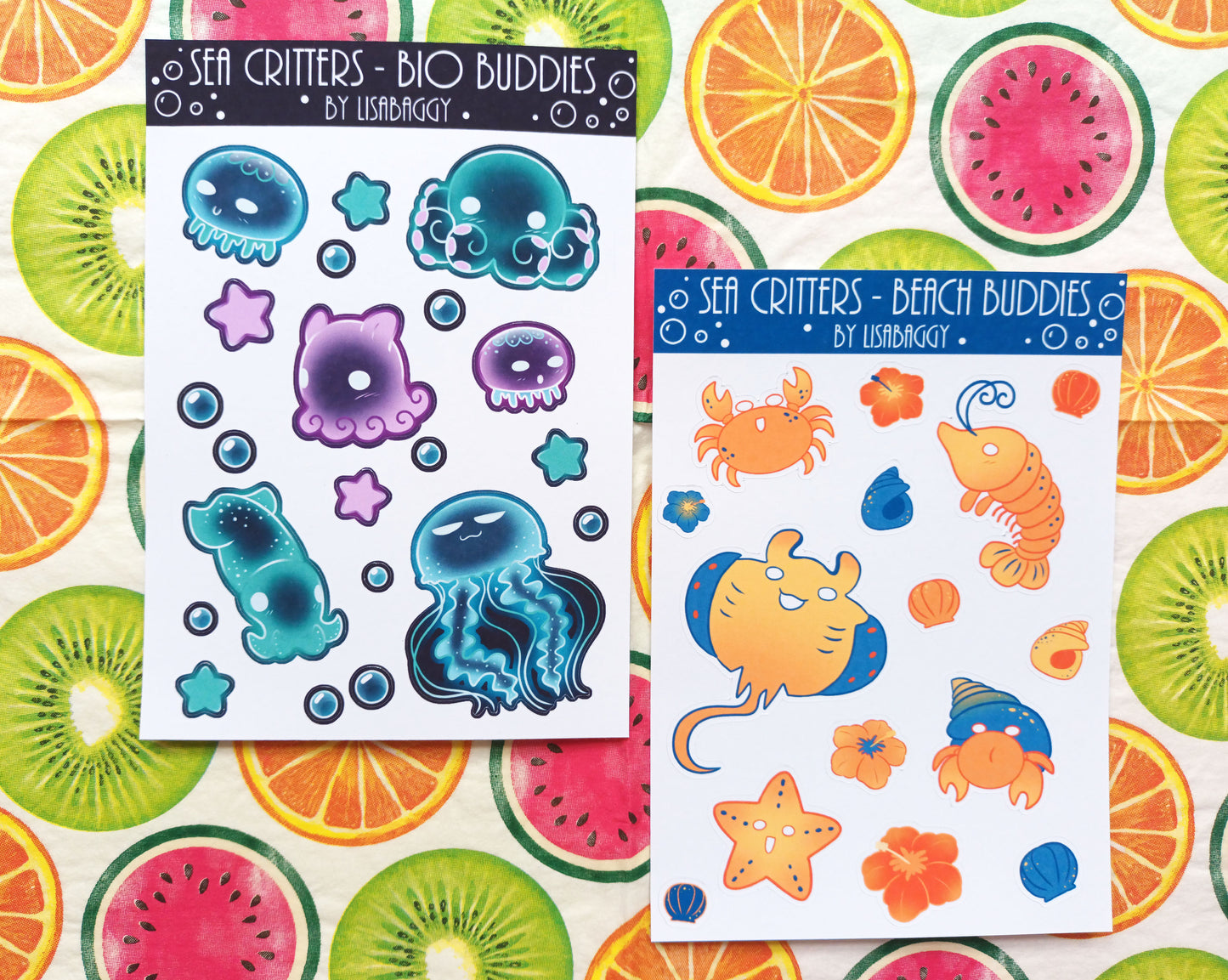Sea Critters Kawaii Themed Journal Sticker Sheets