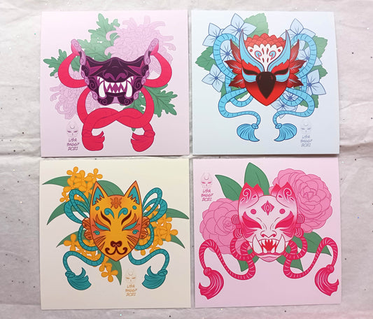 Square Art Prints Oh! Hi Yokai! Character Masks